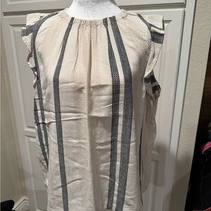 Cloth & Stone Striped Linen Sleeveless Top - Cream and Black